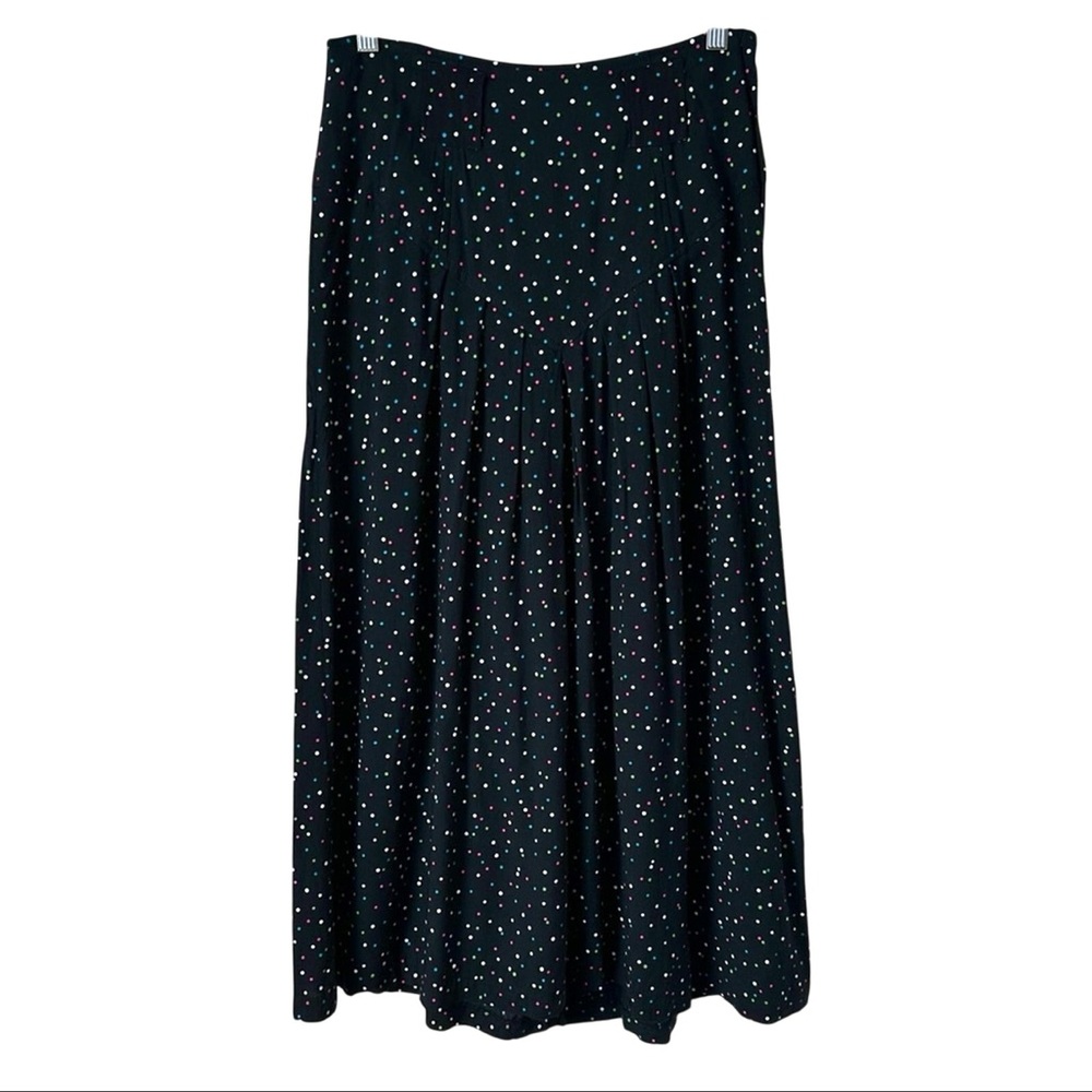 3/$20 💥 Vintage Rafferty A-Line Midi Skirt Multicolor Polka Dot‎ Pleated 90’s